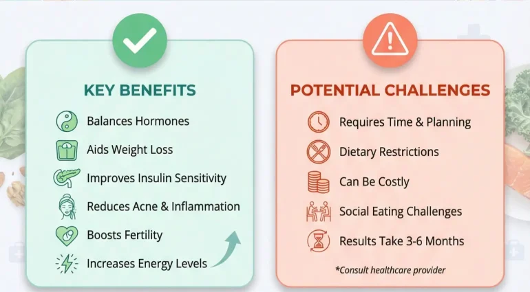PCOS diet benefits and challenges for hormonal balance